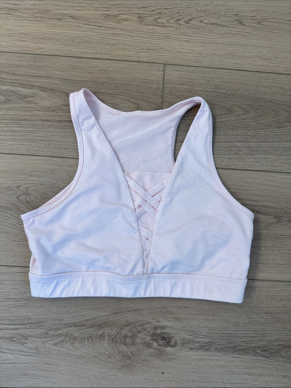 Mono B Pale Pink Crisscross Racerback Sports Bra